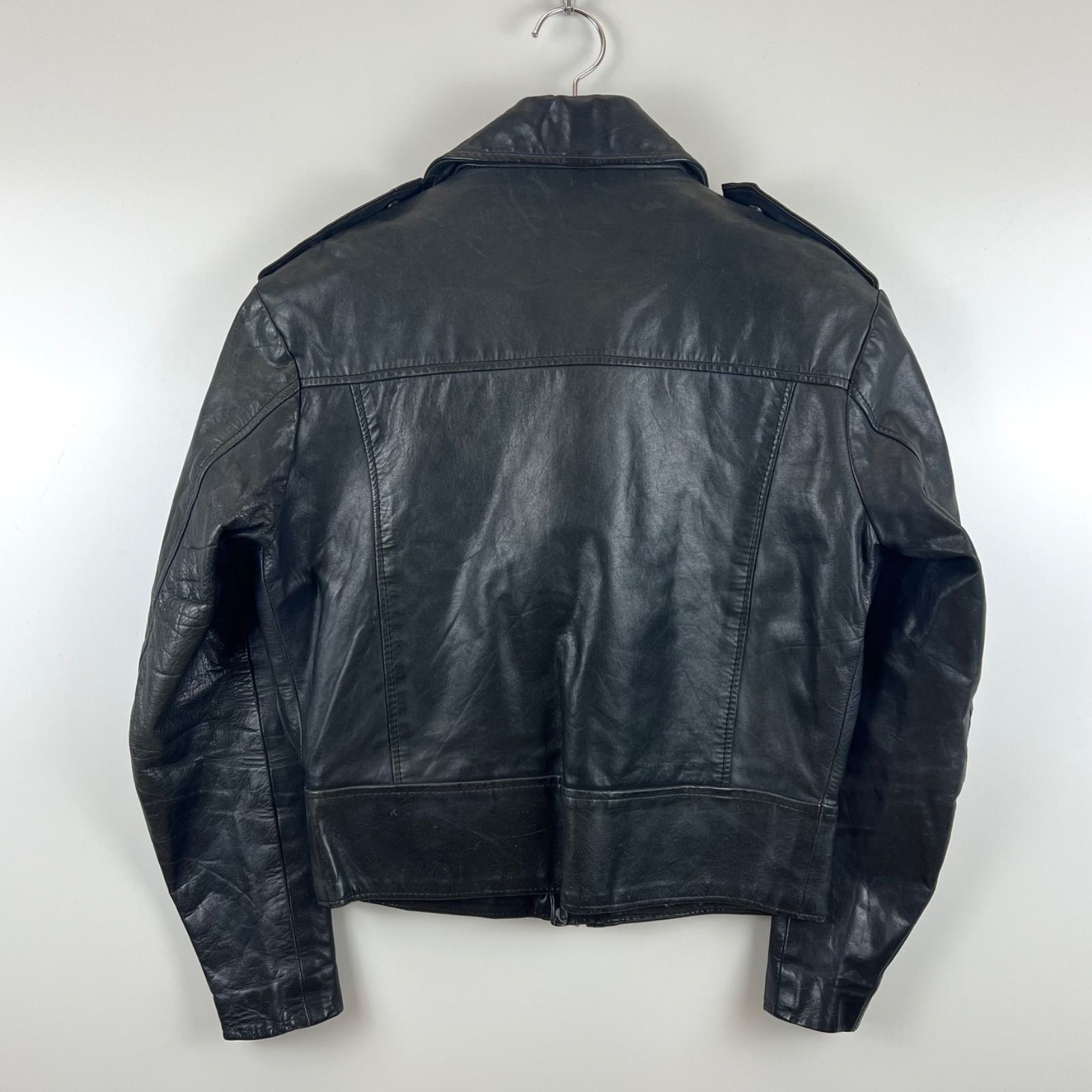 VINTAGE 80s VTG Leather double riders jacket LL XL ヴィンテージ