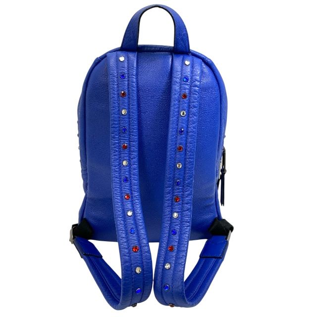 マークジェイコブス M0008507 P.Y.T バックパック リュックサック バッグ ビジュー スタッズ レザー ブルー ロゴ MARC JACOBS