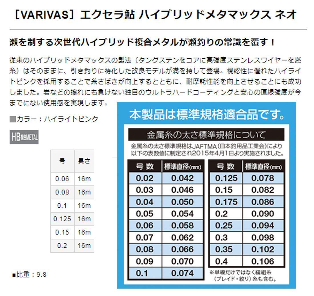 即日発送】ハイブリッドメタマックス エクセラ鮎 メタルライン ネオ VARIVAS(バリバス) - メルカリ