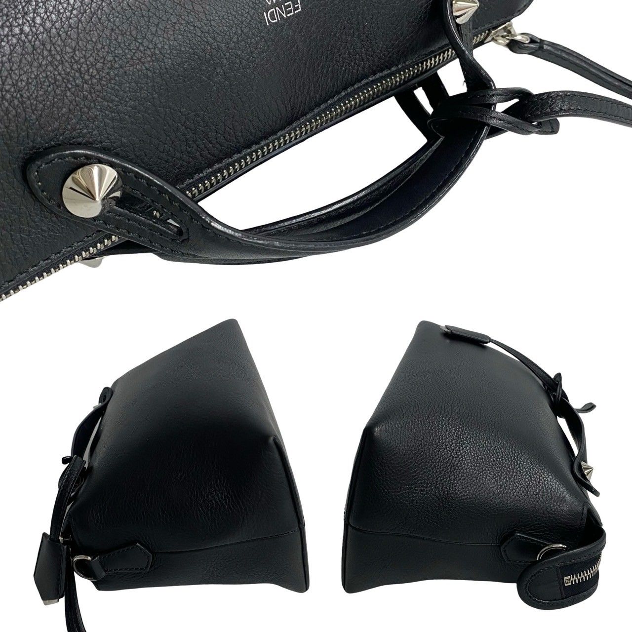 FENDI マンマバケット ワンショルダー レザー×コットン ブラック