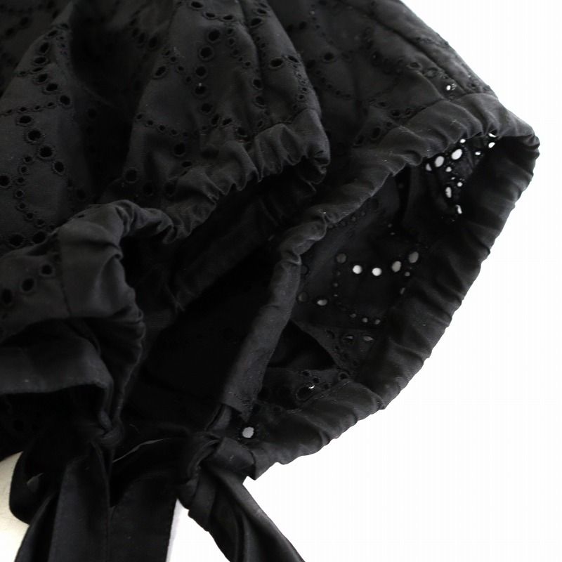 ドゥロワー Drawer EMBRO LACE スリーブリボンレースブラウス シャツ 半袖 コットン 36 黒 ブラック 6521-299-0778 /AN35 レディース ドゥロワー Drawer EMBRO LACE スリーブリボンレースブラウス