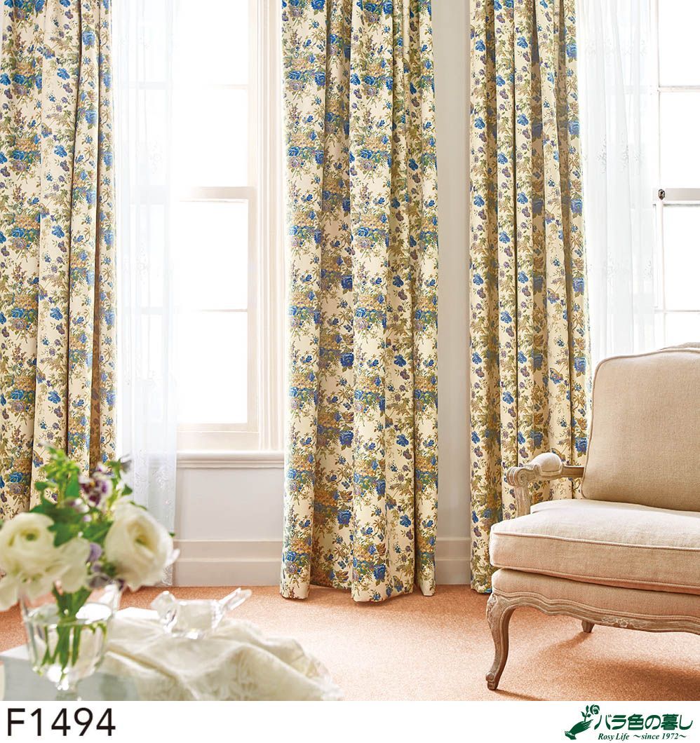 裏地付カーテン　薔薇柄 裏地付カーテン 薔薇柄 楽天市場】カーテン 薔薇 柄の通販