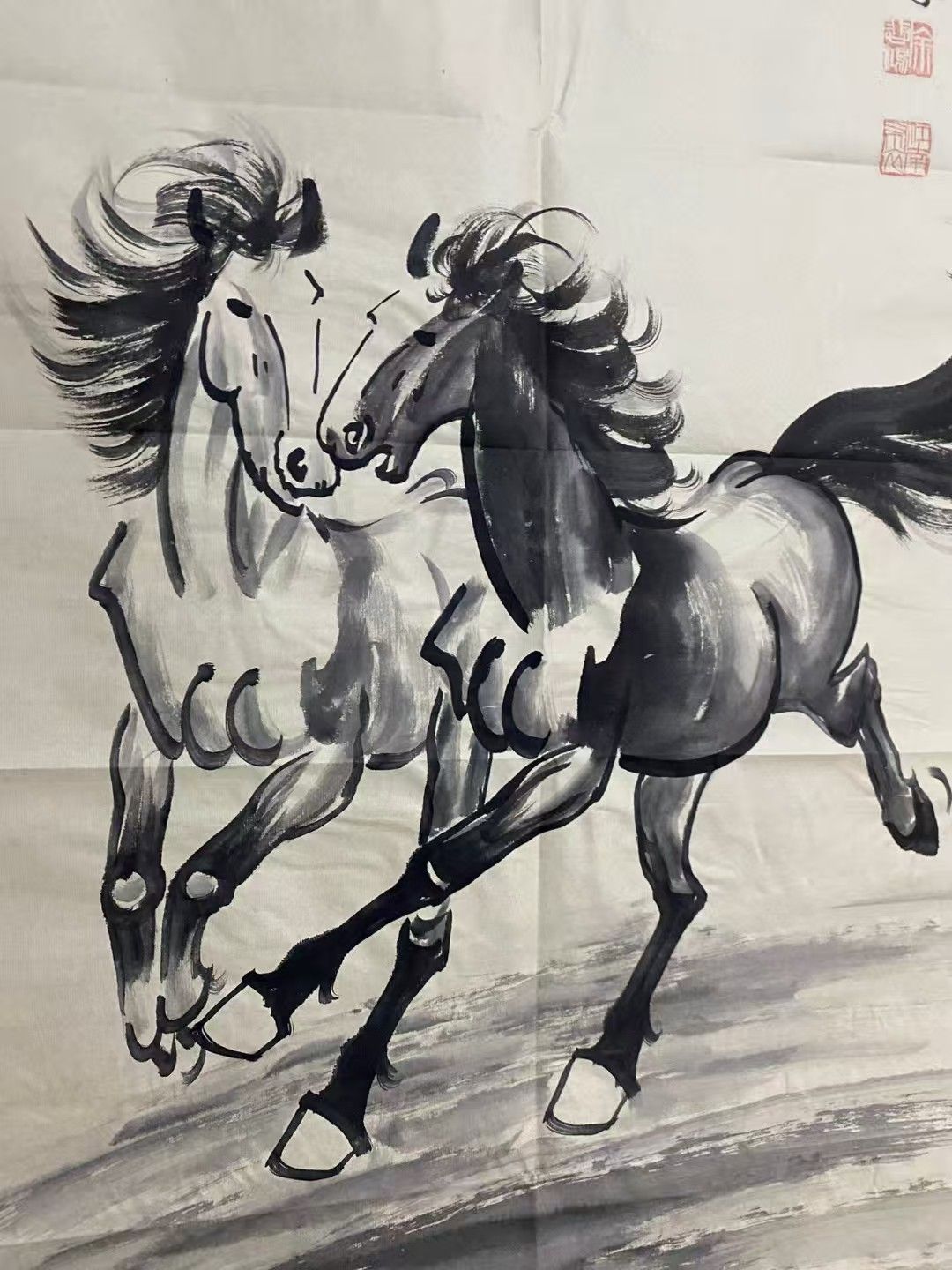 新素材新作 中国書道 中国書画 徐悲鴻 動物作品 奔馬 紙本画 長