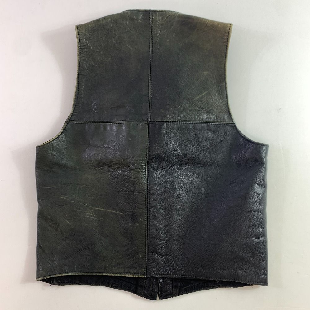 Transatlantic Clothing ブラック レザー ベスト バイカー Transatlantic Clothing ブラック レザー ベスト バイカー