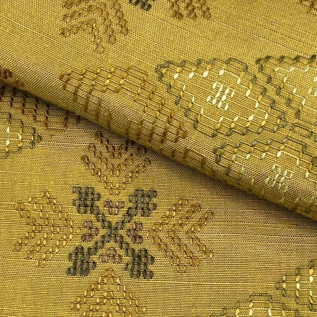 名古屋帯 本場琉球 南風原花織 証紙付 大城永光織物 芥子色 O-3427