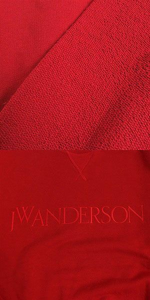 未使用品□JW ANDERSON/JWアンダーソン ロゴ刺繍 袖切り替え ロングスリーブ スウェットシャツ/トレーナー レッド L イタリア製 正規品