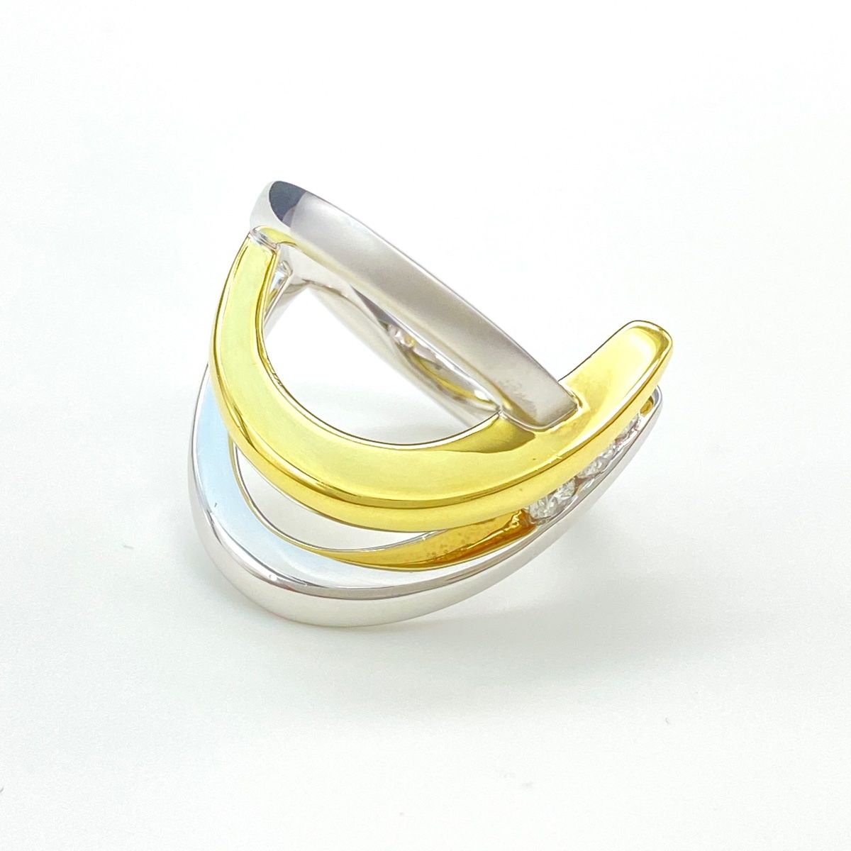 メレダイヤ デザインリング YG イエローゴールド 指輪 リング 16号 K18  