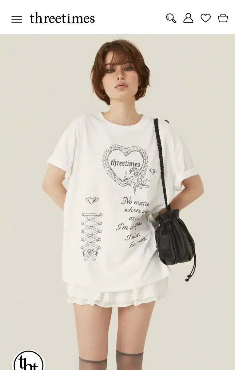 スリータイムズキューピーボックスTシャツ 白 s