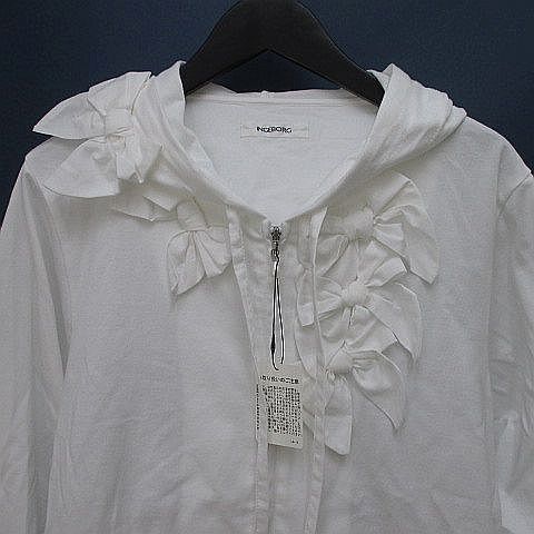 インゲボルグ INGEBORG 長袖 パーカー 切替 白系 ホワイト 無地