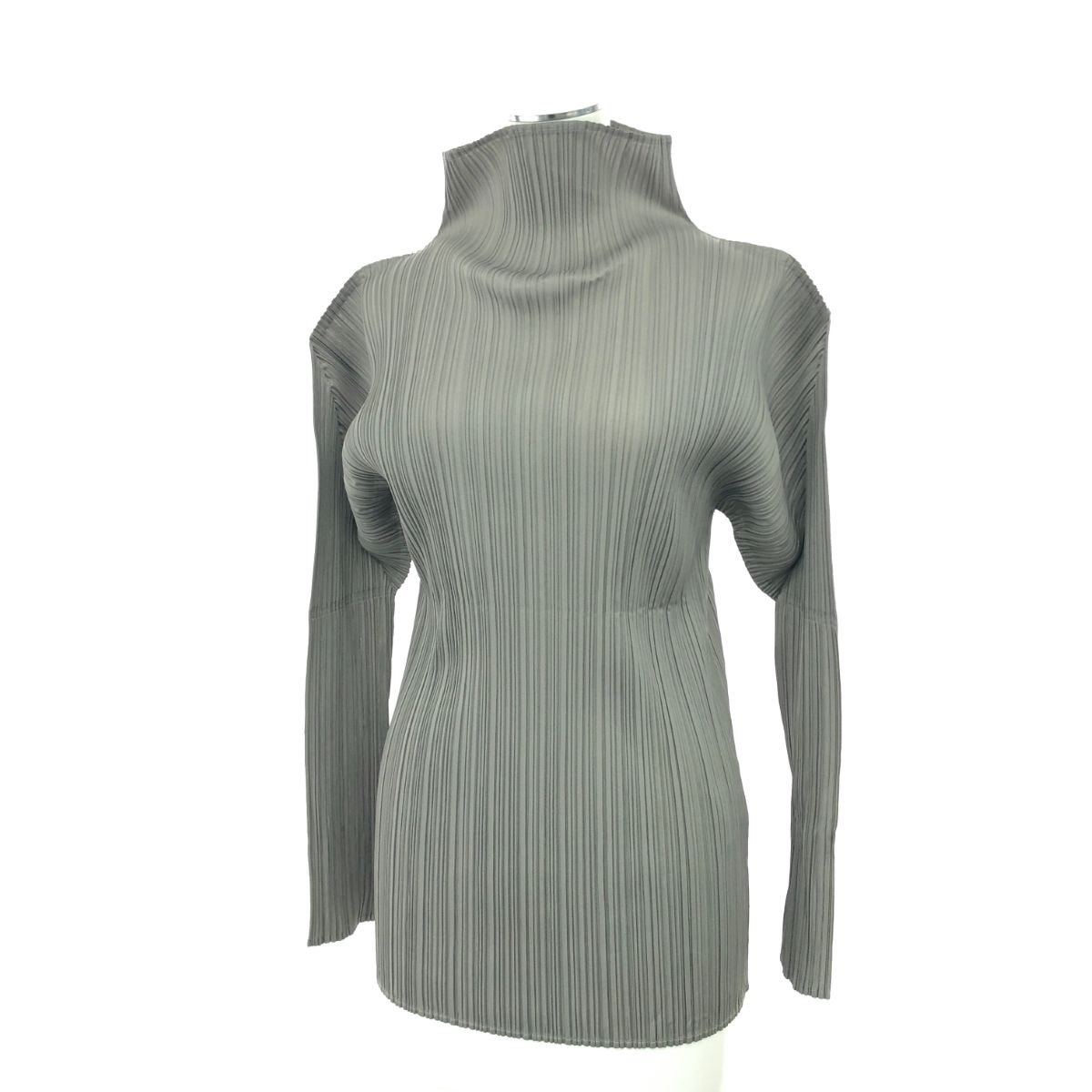 PLEATS PLEASE プリーツプリーズ イッセイミヤケ ハイネック 長袖カットソー サイズ 3 PP04-JK604 グレー レディース 240001147005