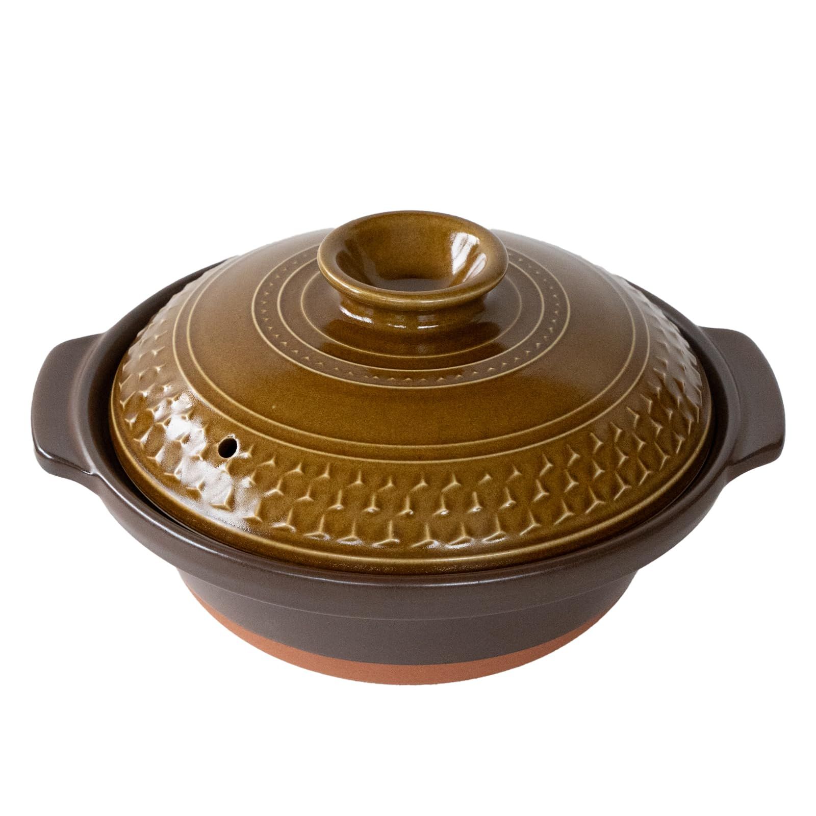 萬古焼 土鍋 8号 2-3人用 M 1500ml 電子レンジ オーブン 直火対応 CLEA AKARI (ブラウン) 日本製 32781 [ブラウン] [8号]