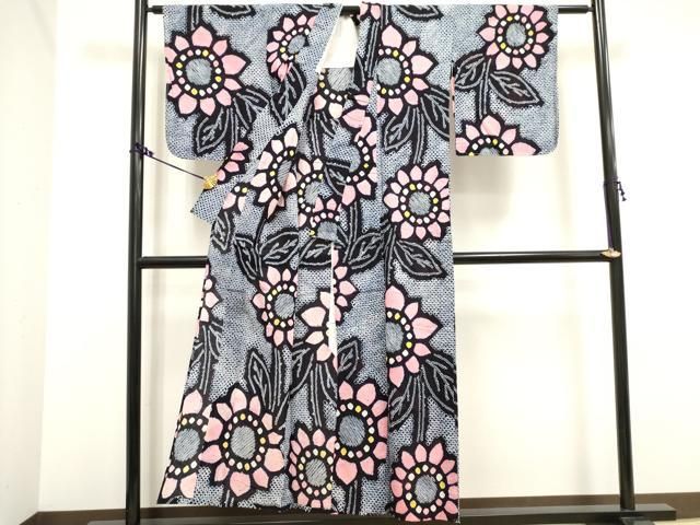 平和屋着物∴夏物 浴衣 有松鳴海絞り 草花文 綿 逸品 DAAV7063cd  