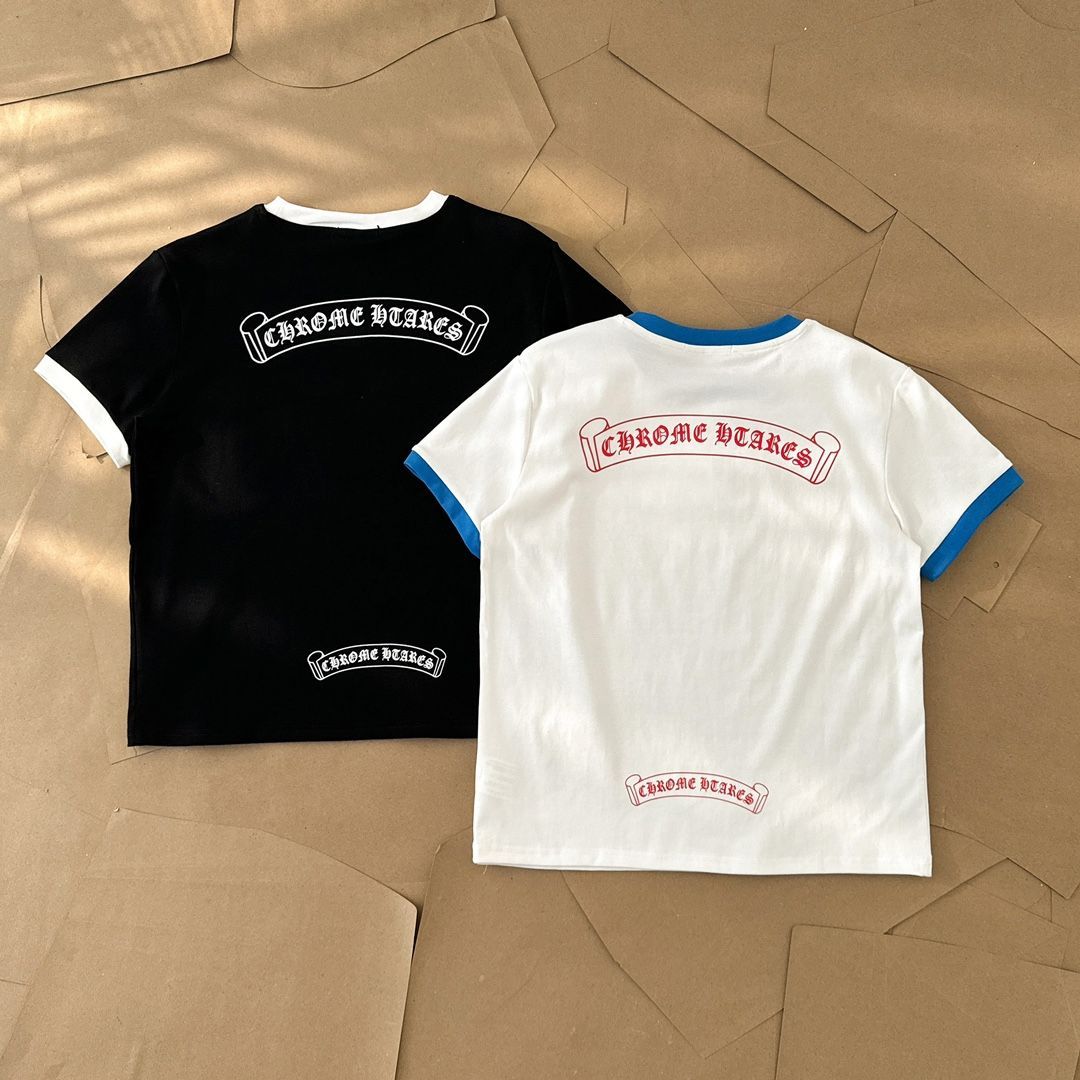 CHROME HEARTSドーパミンクラッシュカラー馬蹄リールプリント限定半袖Tシャツ男女兼用