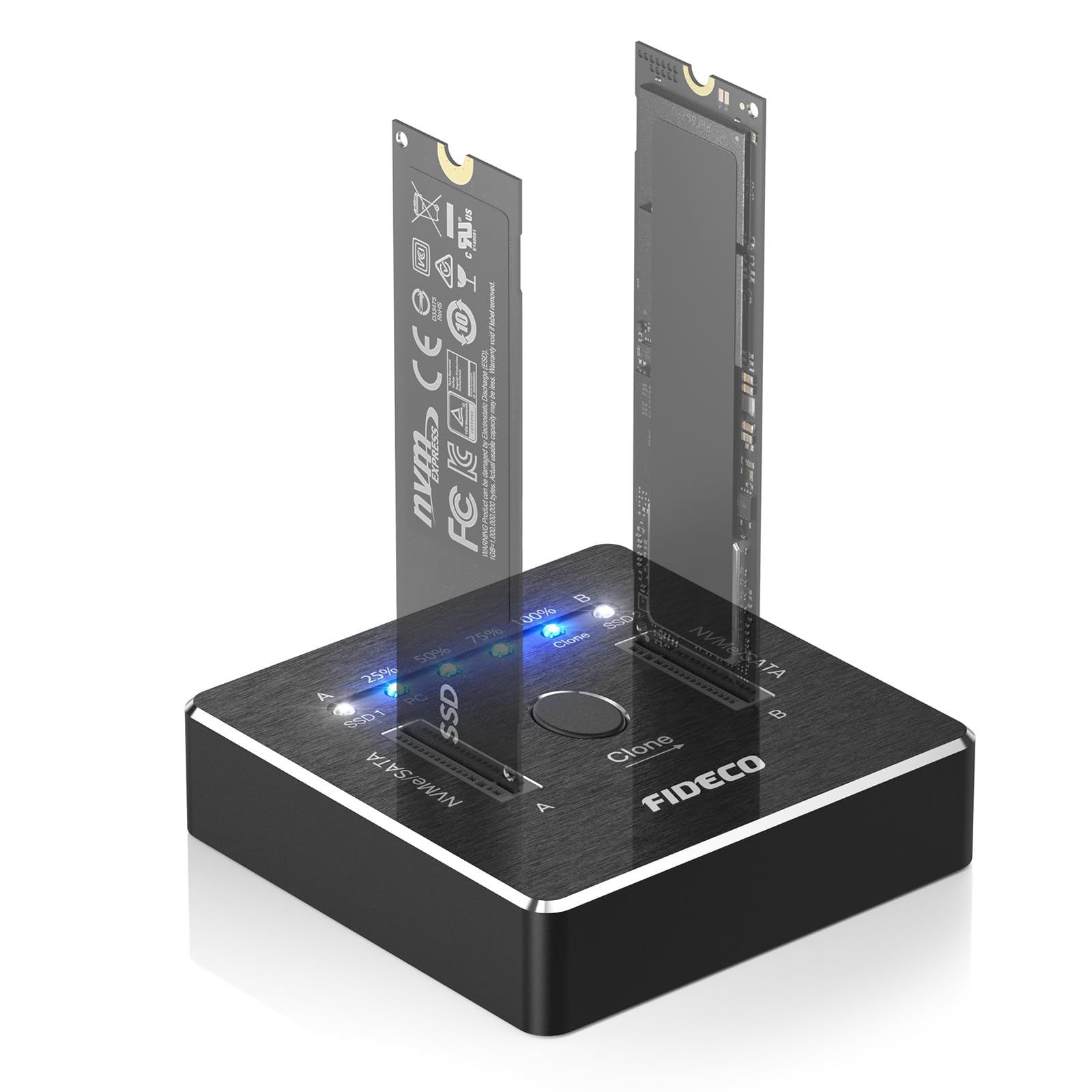 SATA SSD クローナー ドック デュアルベイ M.2 NVME SATA M.2 SSD エンクロージャ 20Gbps M.2 NVMe SATA SSD NVMe ドッキングステーション USB 3.2 Gen 2 NVMe クローン FI
