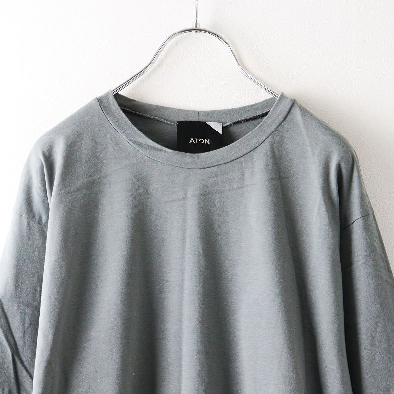 メンズ エイトン ATON Nuback cotton long sleeve t-shirt ヌバックコットンロングスリーブTシャツ 02/グレー ロンT【2400014051902】