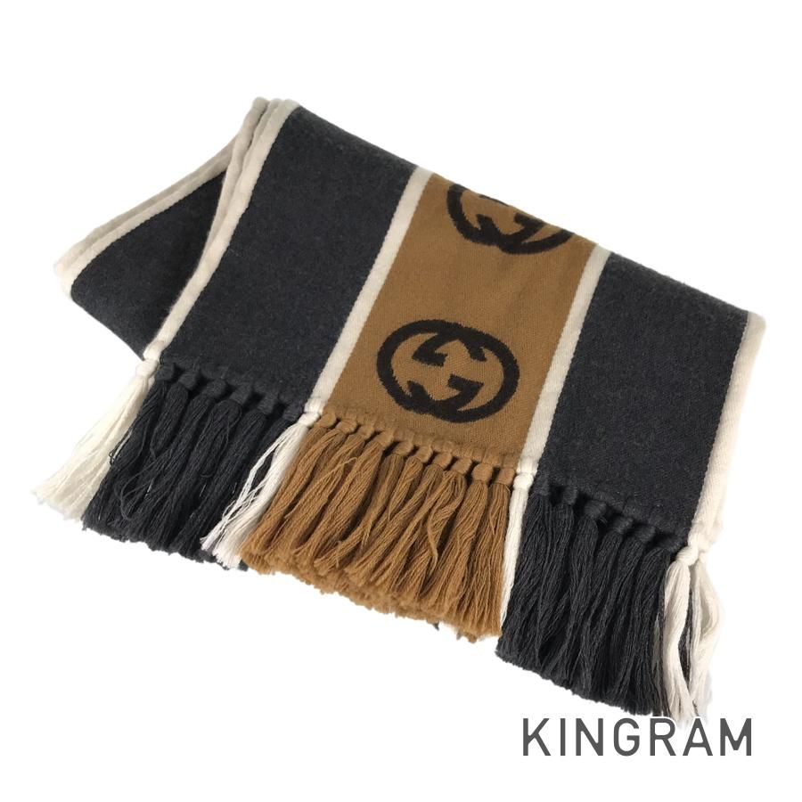 新品・未使用 GUCCI インターロッキングG付き ウールカシミア マフラー ワンランク上の GUCCI インターロッキングG付きウールカシミア