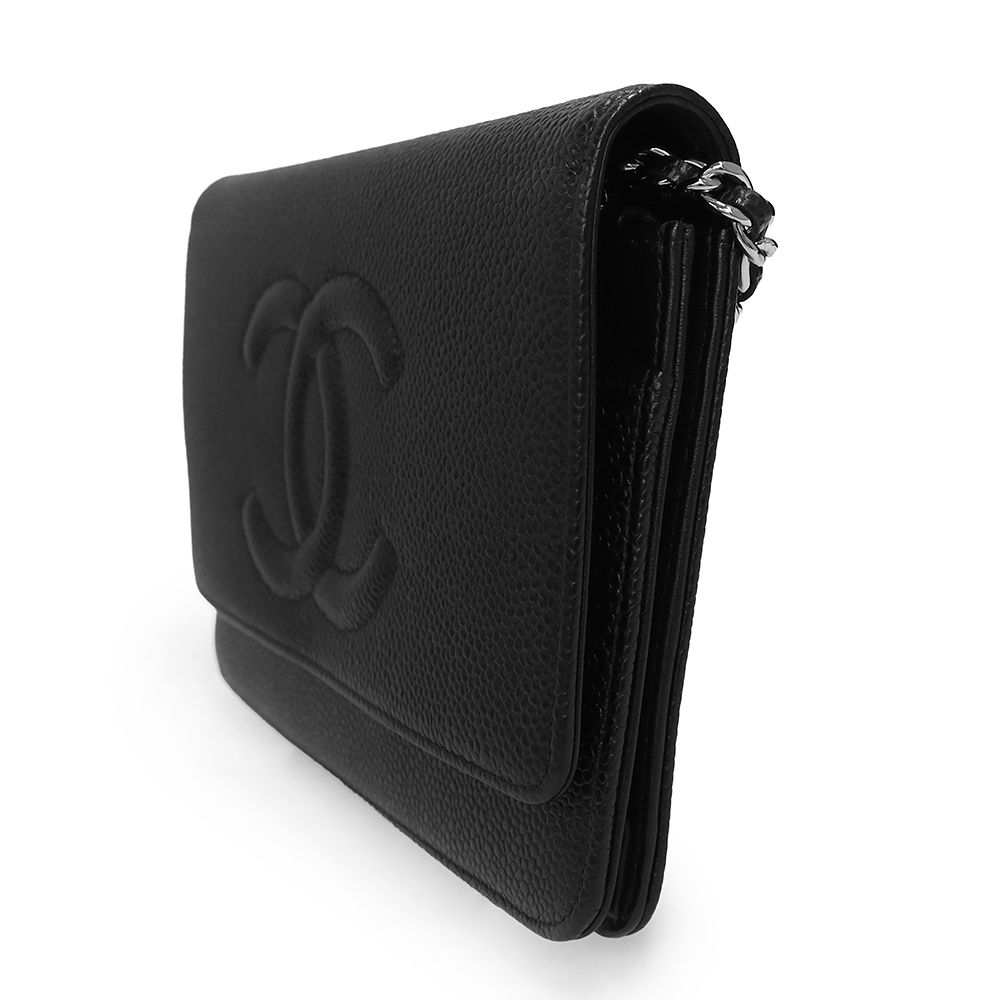 ショルダーバッグ 斜め掛け 長財布 レザー ブラック 黒 金具 A48654 シャネル ココマーク ショルダーバッグ チェーンウォレット 斜め掛け