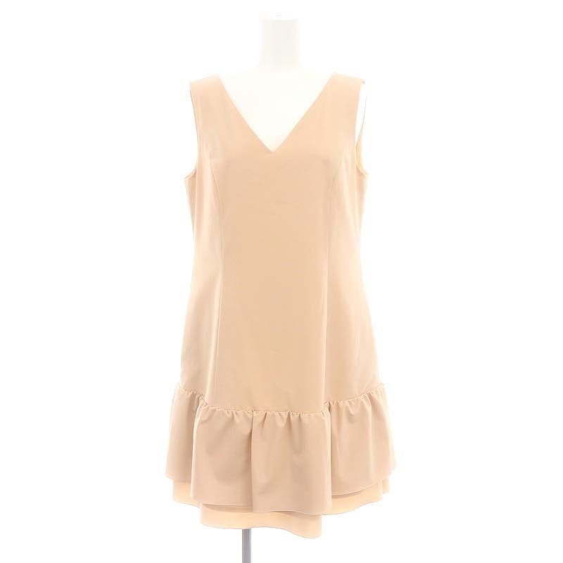 フォクシーニューヨーク FOXEY NEW YORK ノースリーブワンピース 膝丈 Vネック 40 ピンクベージュ 39363 |DO OS PN
