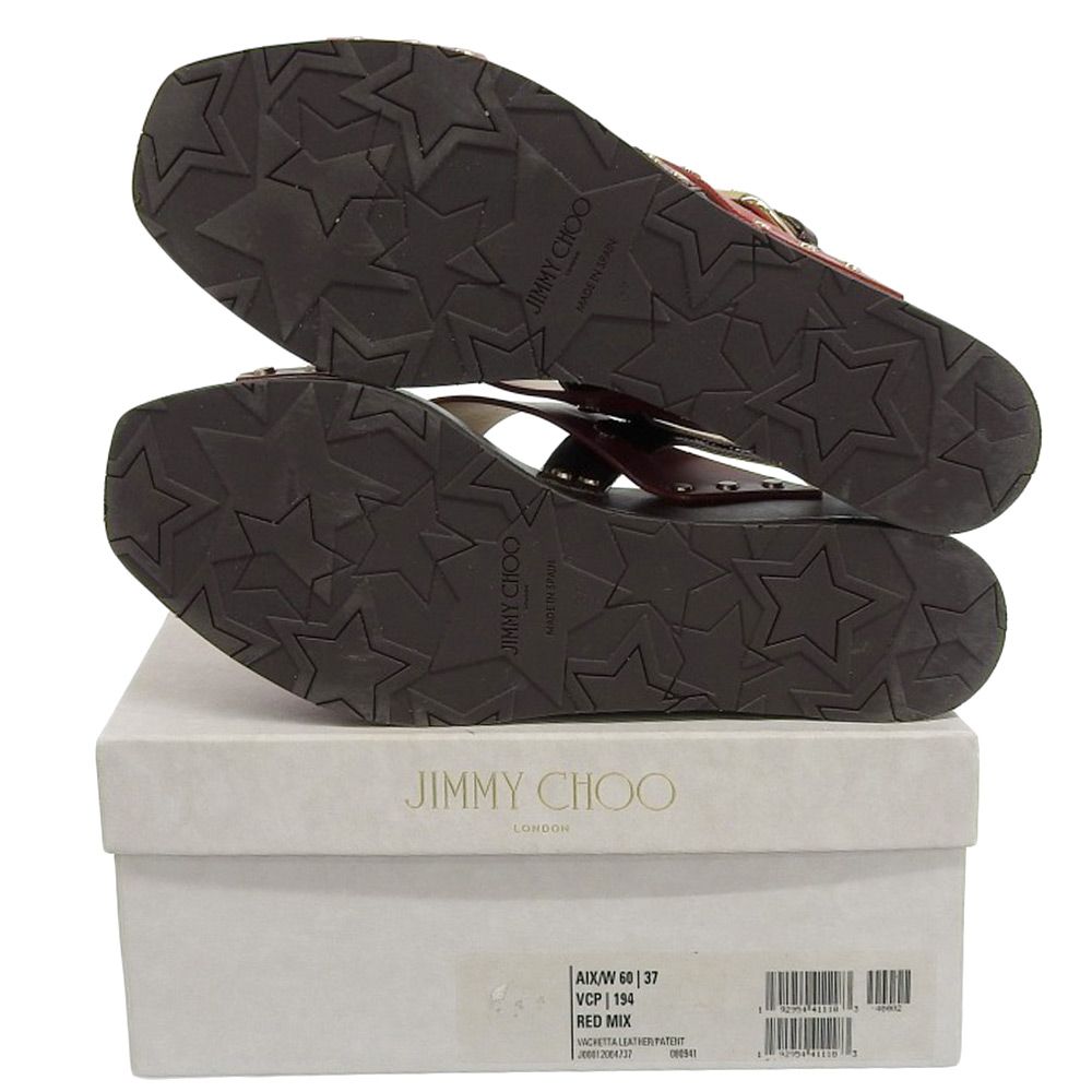JIMMY CHOO ジミーチュウ 美品 Aix / w 60 レザークロスモチーフ