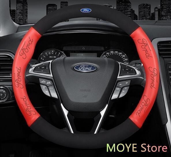 新品！フォード Ford O型 ハンドルカバー 軽自動車 穴付き通気滑り止 毛皮 ステアリングホイールカバー 番号02 全車種対応 レッド モンデオ TIERRA RS mustang ST RACING SHELBY