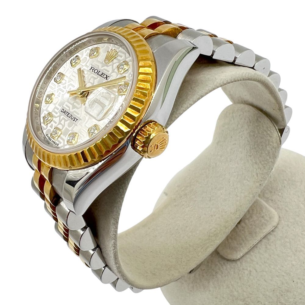 ROLEX　ロレックス　デイトジャスト 10Pダイヤ 自動巻き　レディース 女性用 ウォッチ　腕時計 179173G ホリコン コンピュータ ランダム 文字盤 シルバー ゴールド　ダイヤ　ダイヤモンド 10P　宝石 時計 ROLEX ロレックス デイトジャスト 10Pダイヤ 自動巻き レディース 女性