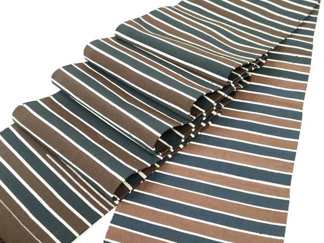 平和屋着物○爪掻き本綴れ 両面 半幅帯 横段文 正絹 逸品