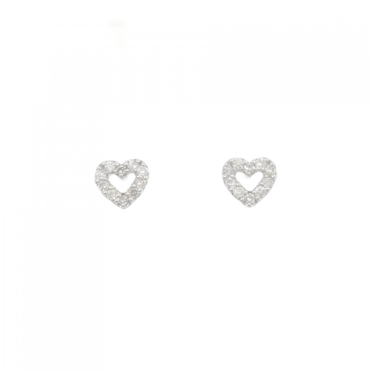 K18WG ハート ダイヤモンド ピアス 0.20CT