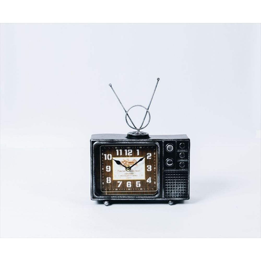 ブラック  ヴィンテージモチーフクロック　television 置き時計 おしゃれ 置時計 かわいい En Fance EF-CL11 アンファンス 時計 アナログ時計 アンティークモチーフ ヴィンテージモチーフ 卓上時計 