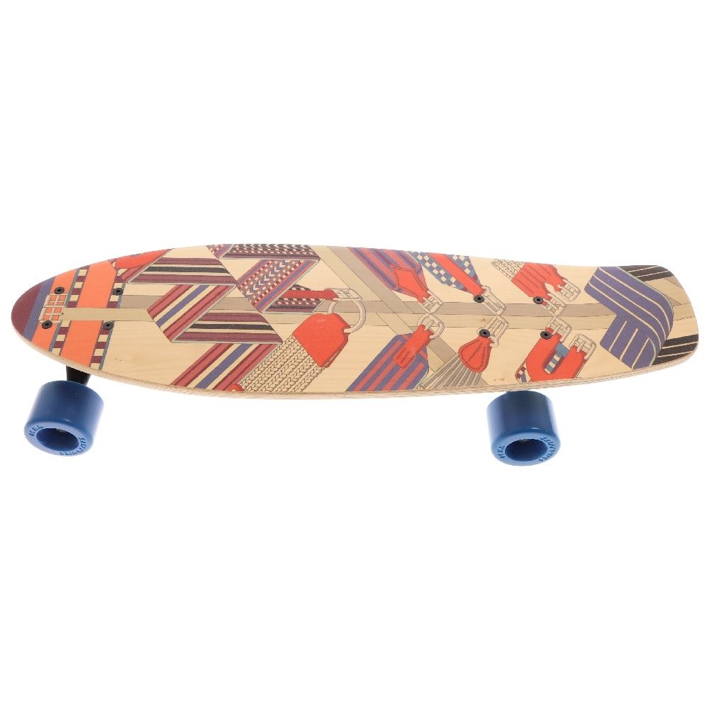 HERMES エルメス 17AW Sangles Zigzag short skateboard ジグザグデザイン 木製スケートボード ブラウン ミディアム