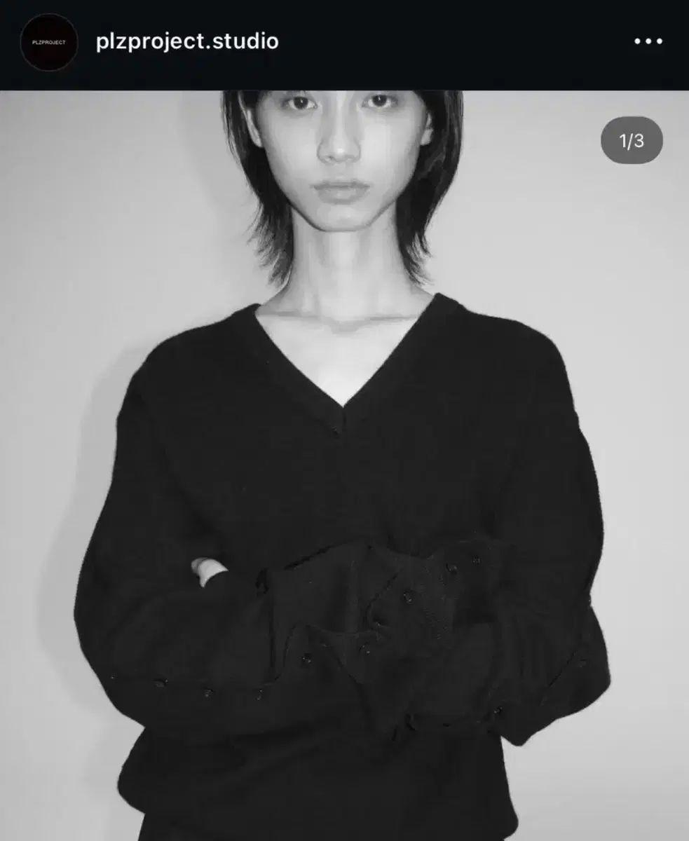 PLZPROJECT ボタン ニット ブラック