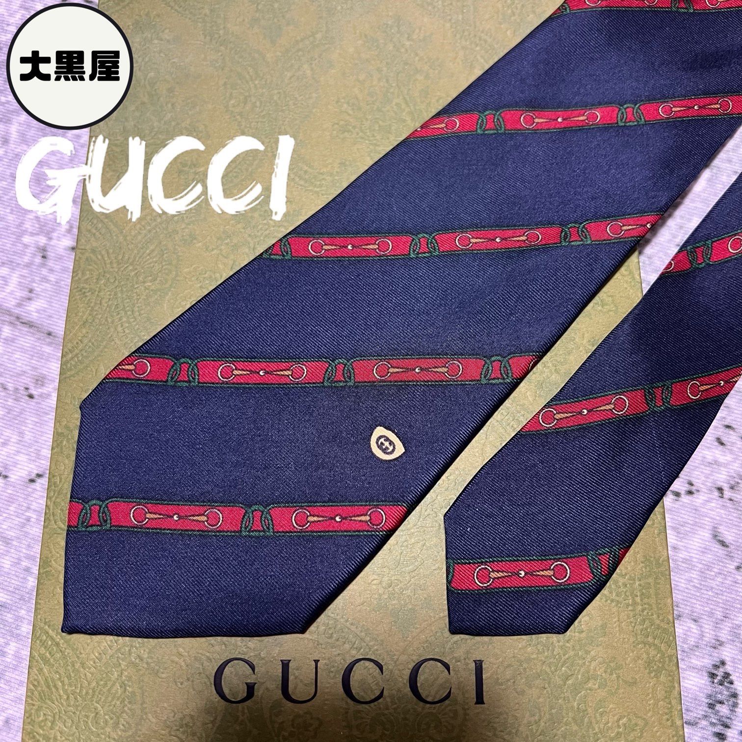 GUCCI グッチ ネクタイ ストライプ ホースビット レジメンタGG