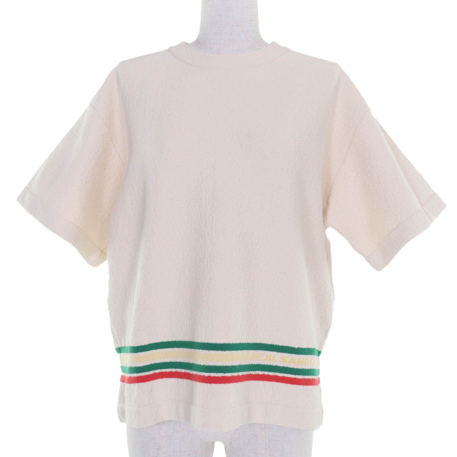 JIL SANDER ジルサンダープラス 22SS JPPU751509 コットン ロゴ入り 半袖 トップス アイボリー 32 イタリア製 正規品 レディース