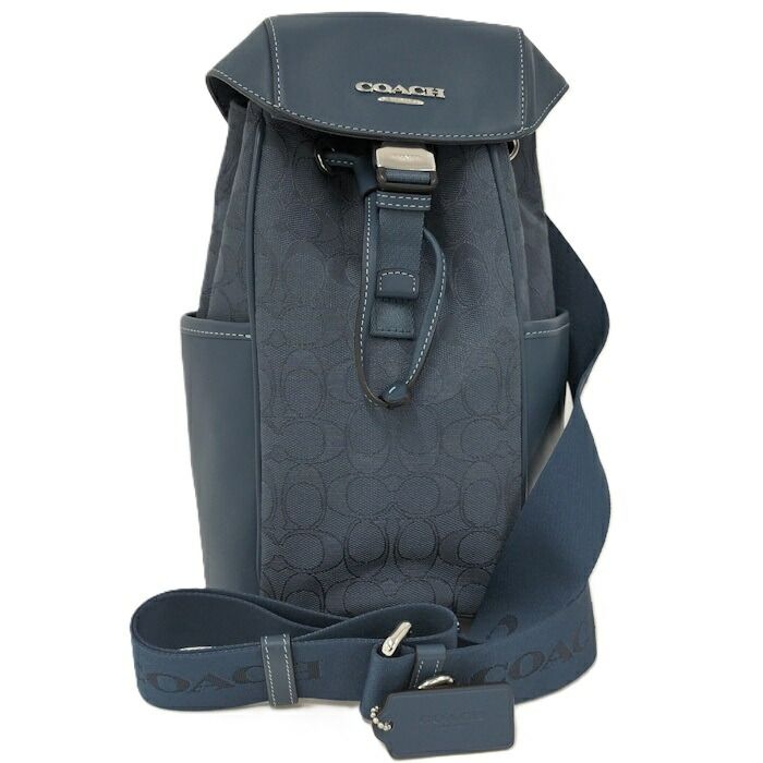 COACH ショルダーバッグ シグネチャー レザー キャンバス ブルー