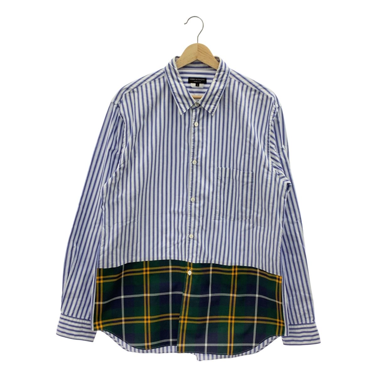 COMME des GARCONS HOMME PLUS | コムデギャルソンオムプリュス | 2020AW | コットン ストライプ タータンチェック オーバー シャツ | L | ホワイト|ブルー|グリーン | メンズ