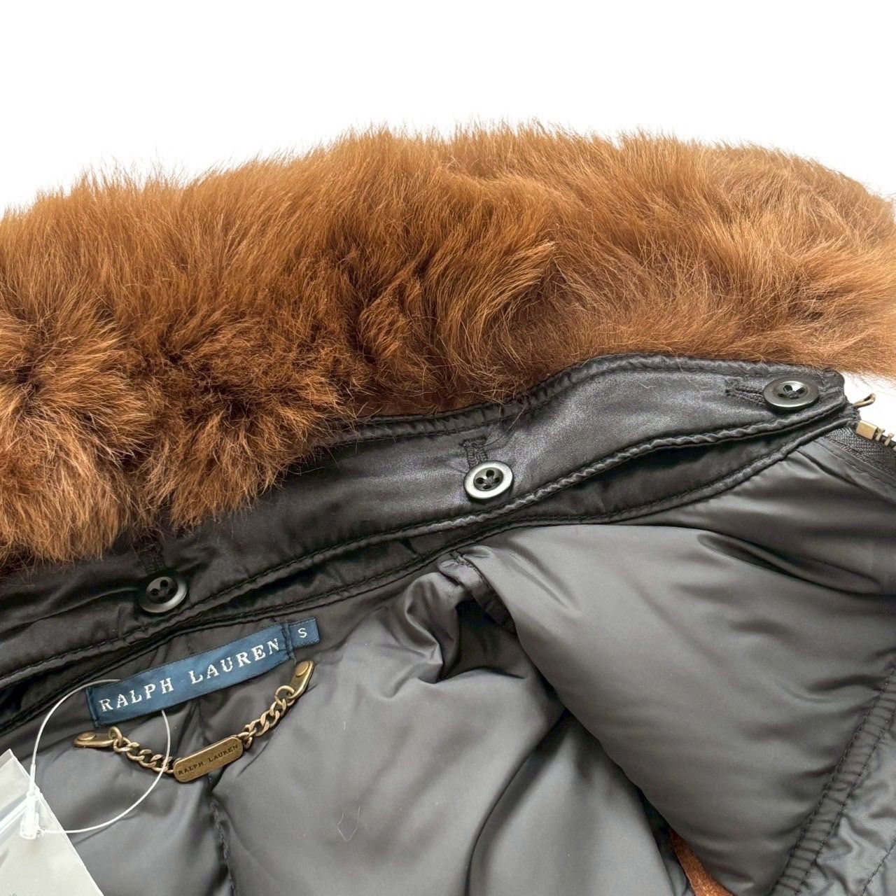 Ralph Lauren ラルフローレン ダウンベスト 黒 茶 リアルファー