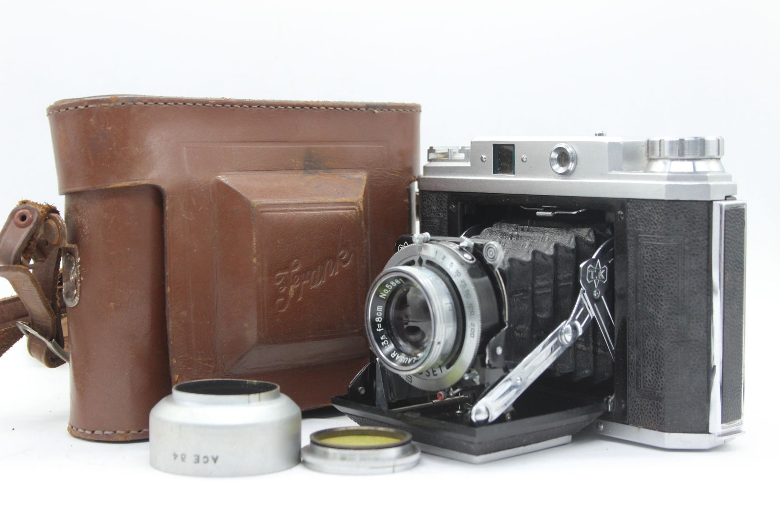 【訳あり品】 Frank six MODEL IV TOMIOKA Opt TRI-LAUSAR 8cm F3.5 蛇腹カメラ s7873