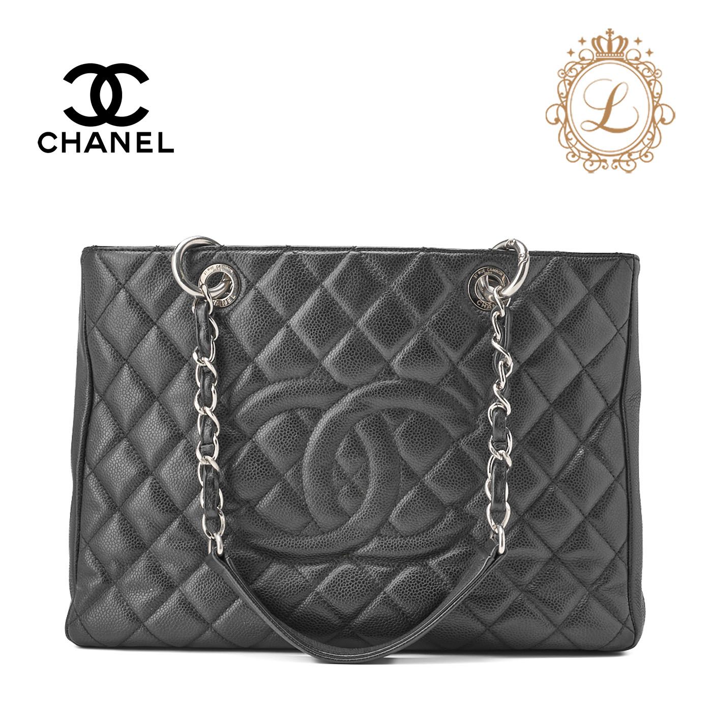 CHANEL マトラッセ GSTチェーントート キャビアスキン黒 シルバー金具 