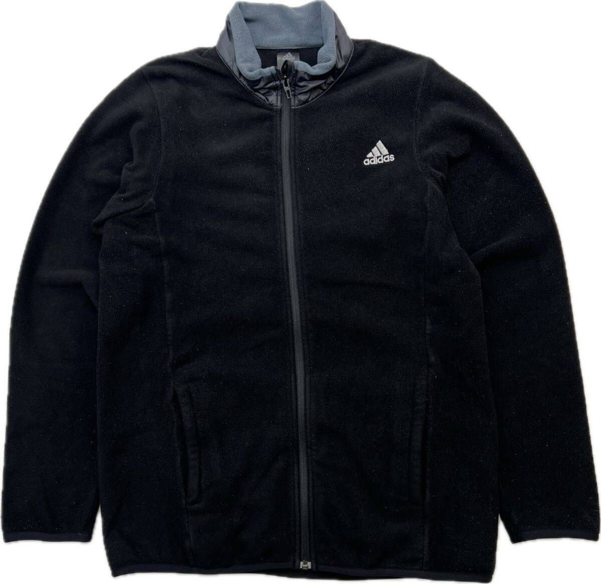 adidas ☆ ブラック グレー フリースジャケット O メンズ 秋冬 防寒 