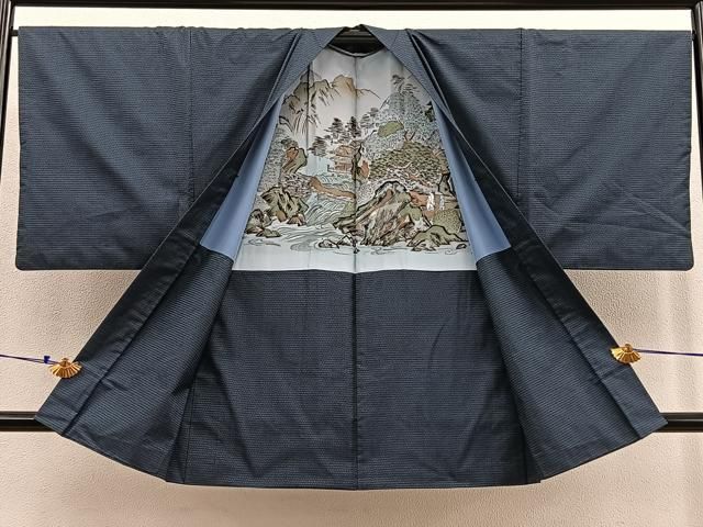 平和屋着物＃男性 長羽織 80亀甲 総詰め 正絹 逸品 未使用 CAAT5949id