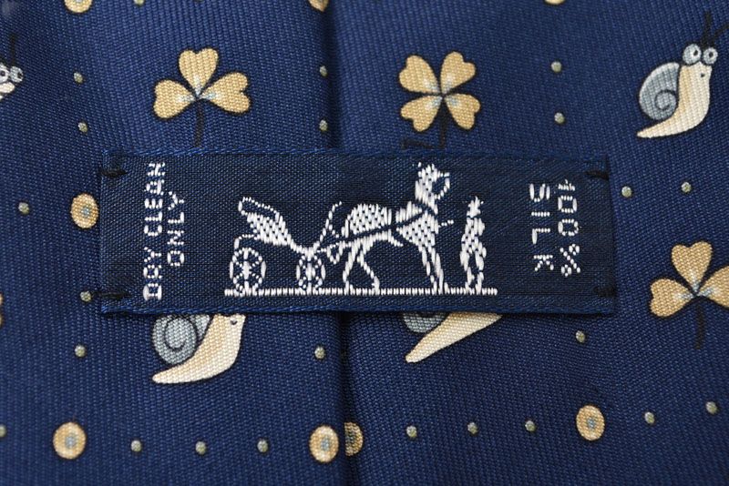 エルメス ネクタイ HERMES 未使用 シルクツイルタイ ブルー かたつむり