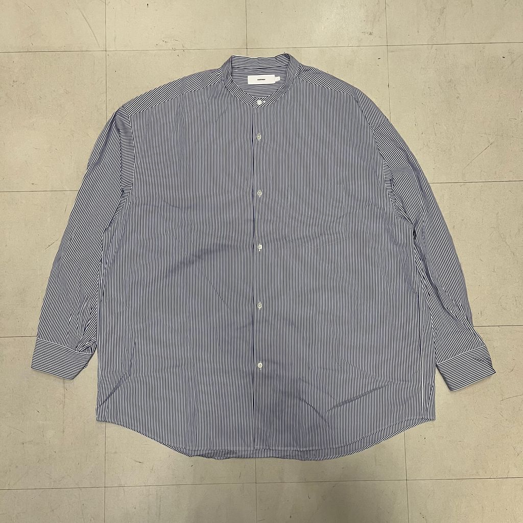 Graphpaper グラフペーパー 24AW BROAD OVERSIZED LS BAND COLLAR SHIRT ストライプオーバーサイズシャツ GM243-50033STB ブルー size 1 中目黒A10