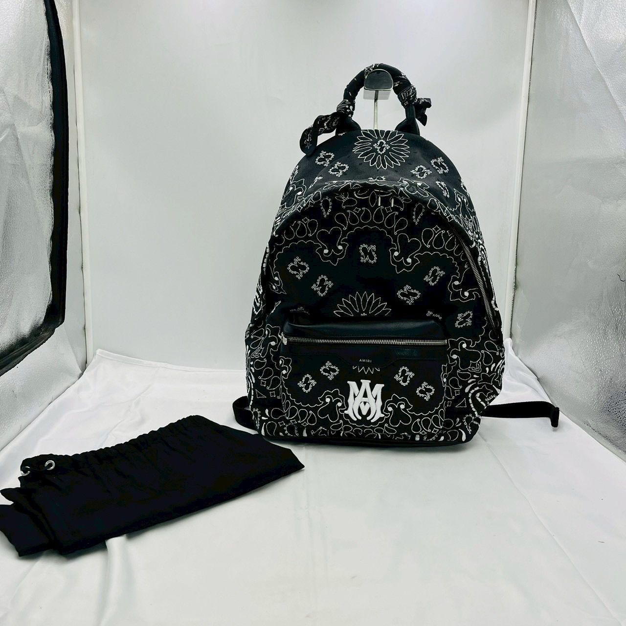 ❗️✨未使用品✨❗️】 AMIRI キャンバス×レザー バックパック 黒白