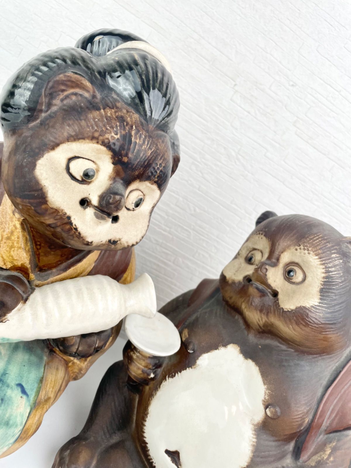 信楽焼 晩酌たぬき お酌たぬき 夫婦狸 骨董品 縁起物 商売繁盛
