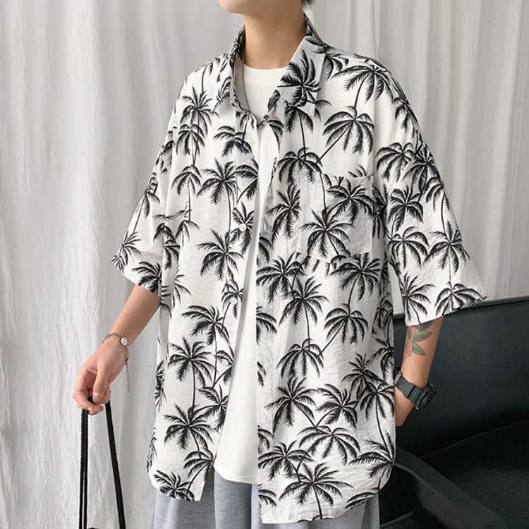 アロハシャツ 半袖 総柄シャツ メンズ 総柄 半袖シャツ オーバー