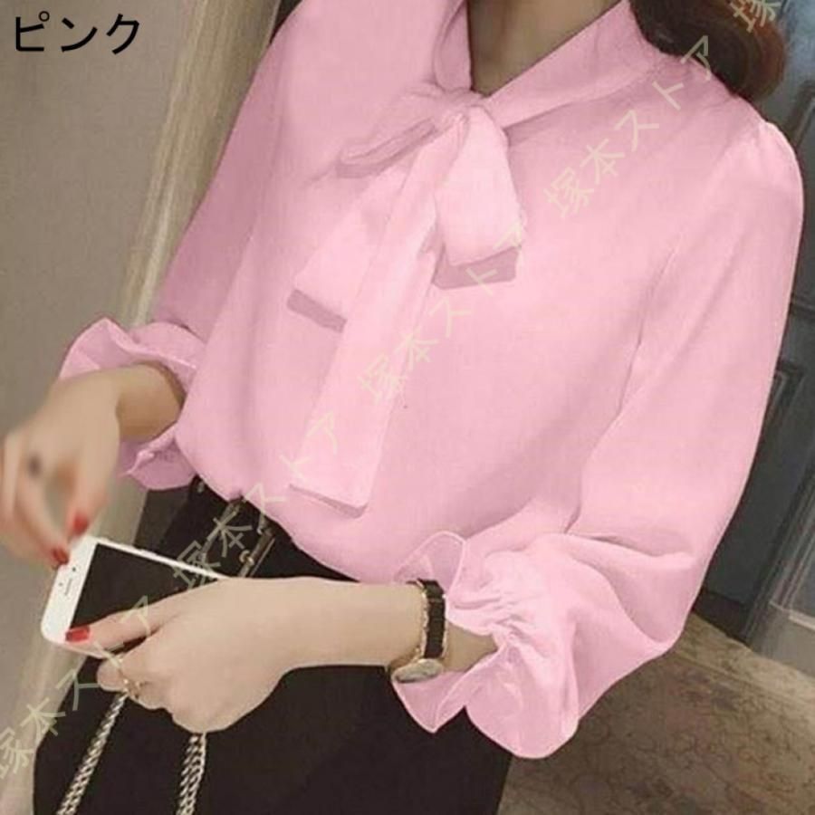 ブラウス レディース 長袖 シフォン ブラウス 蝶ネクタイ リボン付き Vネック リボン シャツ オフィス カジュアル トップス 着痩せ おしゃれ ボウタイブラウス ブラウス レディース 長袖 シフォン ブラウス 蝶ネクタイ リボン