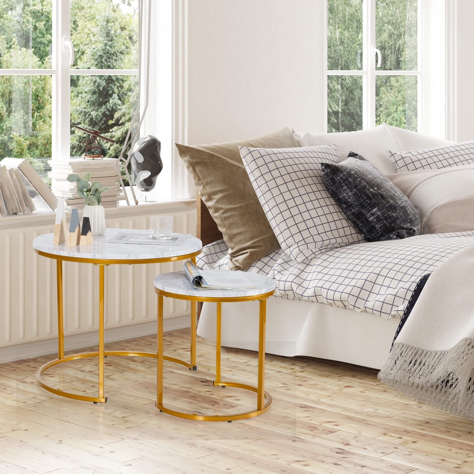 ネストテーブル 自由に組み合わせ 2個セット 大/直径60cm 小/直径40cm Amazon.co.jp: Giantex ネストテーブル 自由に組み合わせ 2個セット 大