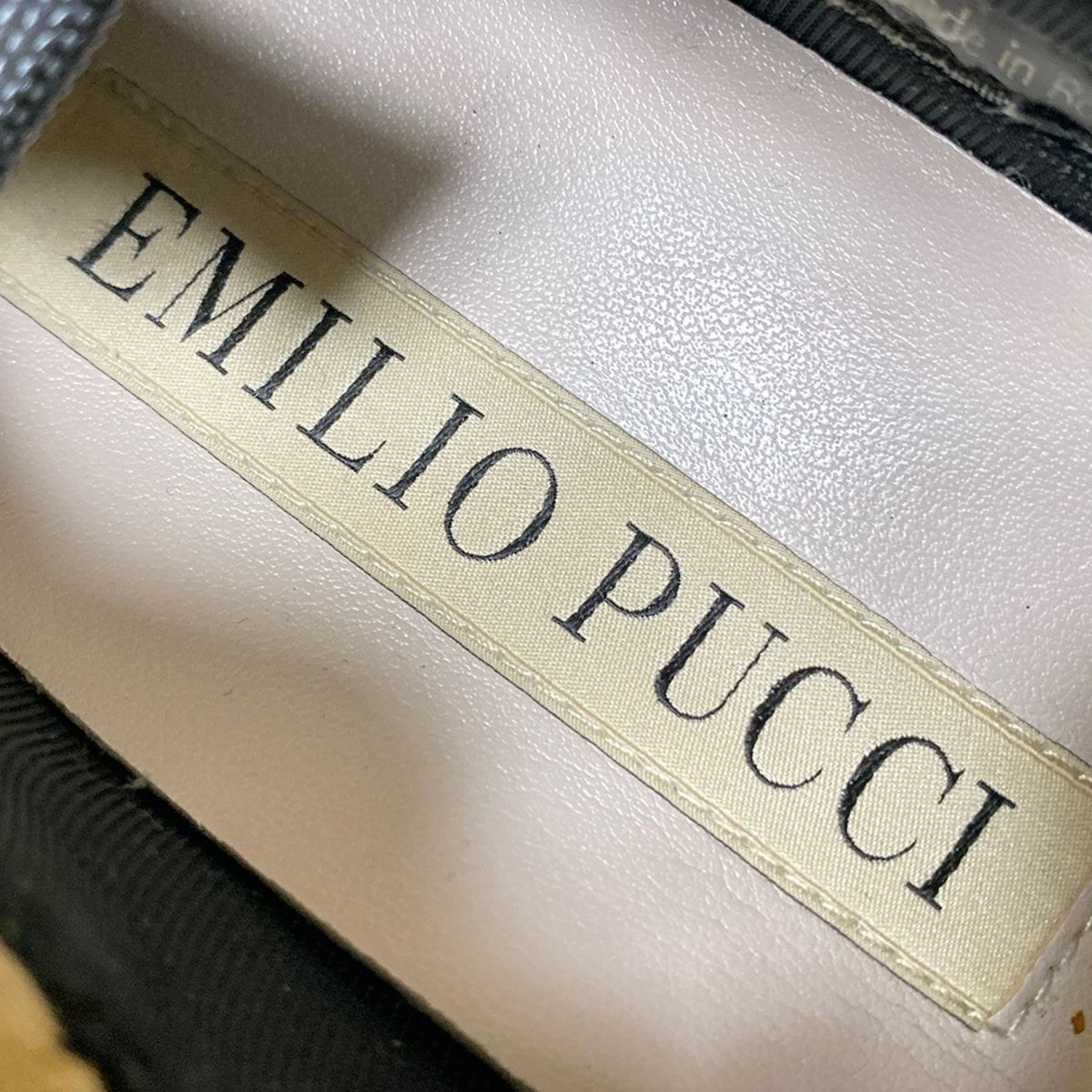  EMILIO PUCCI エミリオプッチ スリッポン 37 レディース - アイボリー×ゴールド×マルチ インソール取外し可 レザー その他 靴