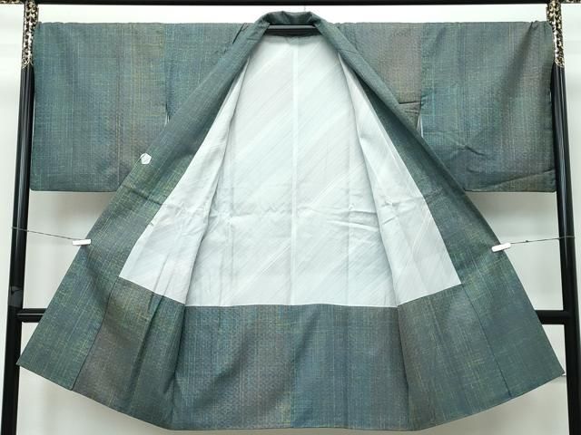 平和屋本店□極上 道中着 単衣 ロング丈 お召地 鳥獣戯画 逸品