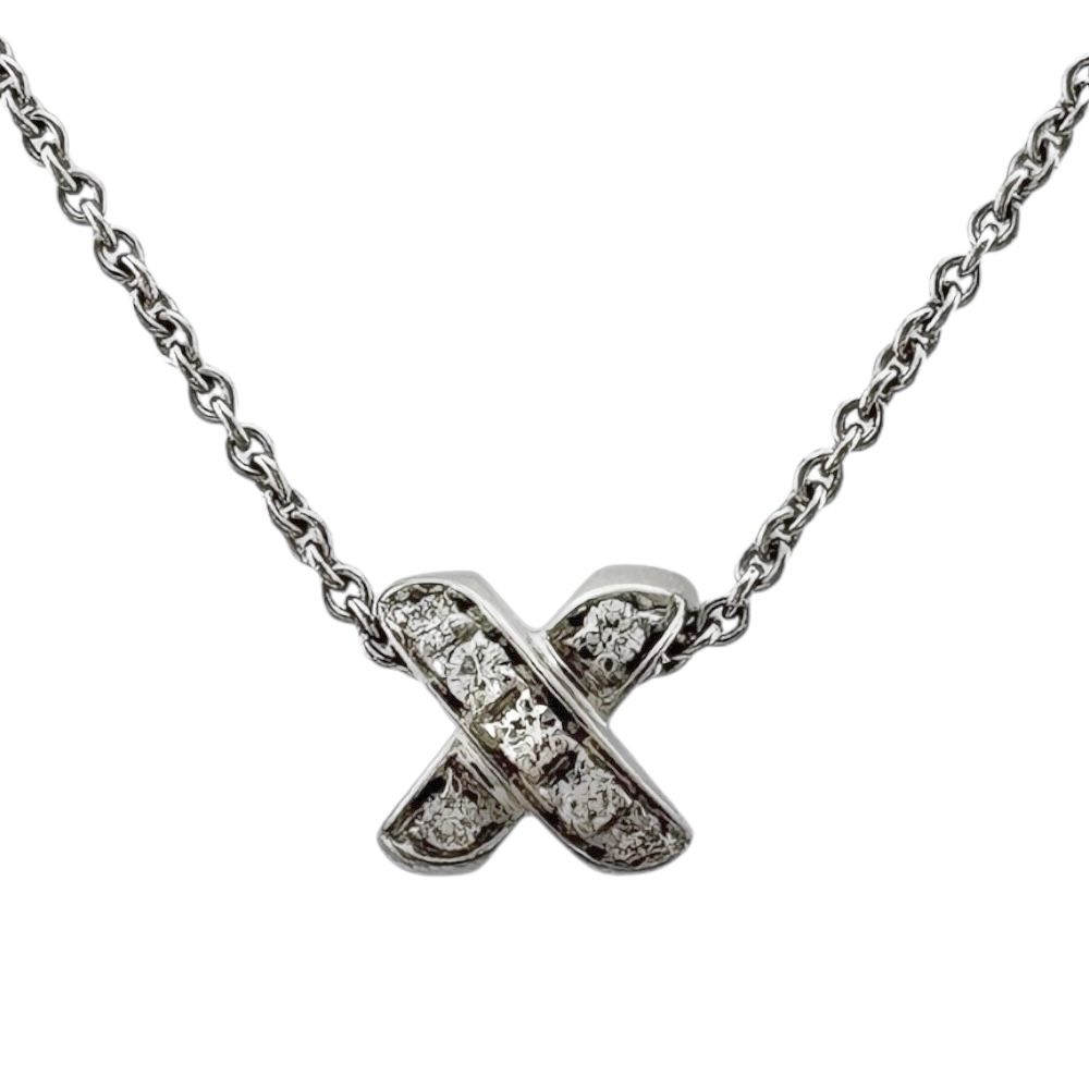 chie　極美品★ティファニー★クロスステッチ ダイヤ ネックレス K18 ティファニー クロスステッチ ネックレス 18金 K18ホワイト