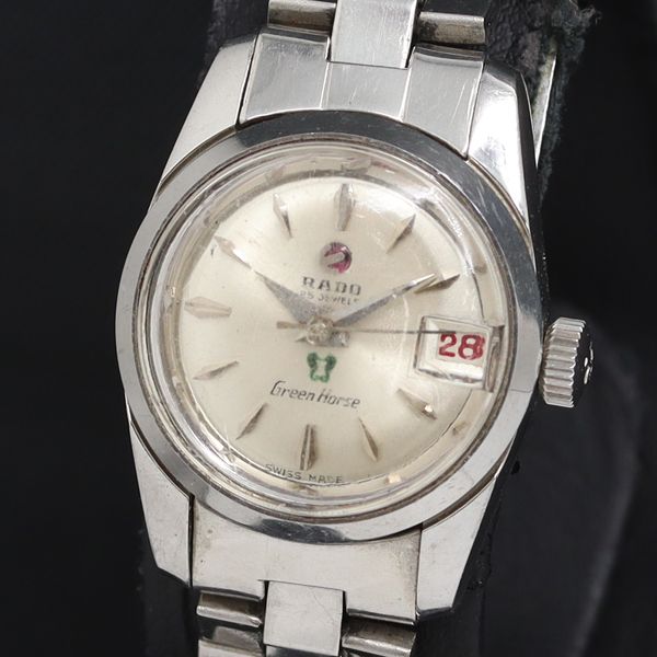 稼動 AT ラドー グリーンホース 25石 759 343942 シルバー文字盤